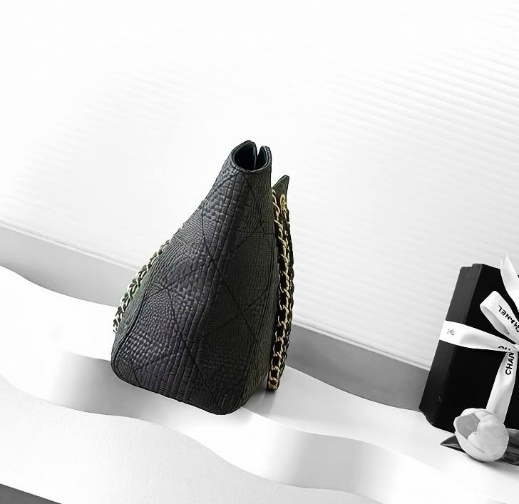 CHANEL Croc-Embossed Shoulder Tote — 39 cm | 3 Colors Without Box A+