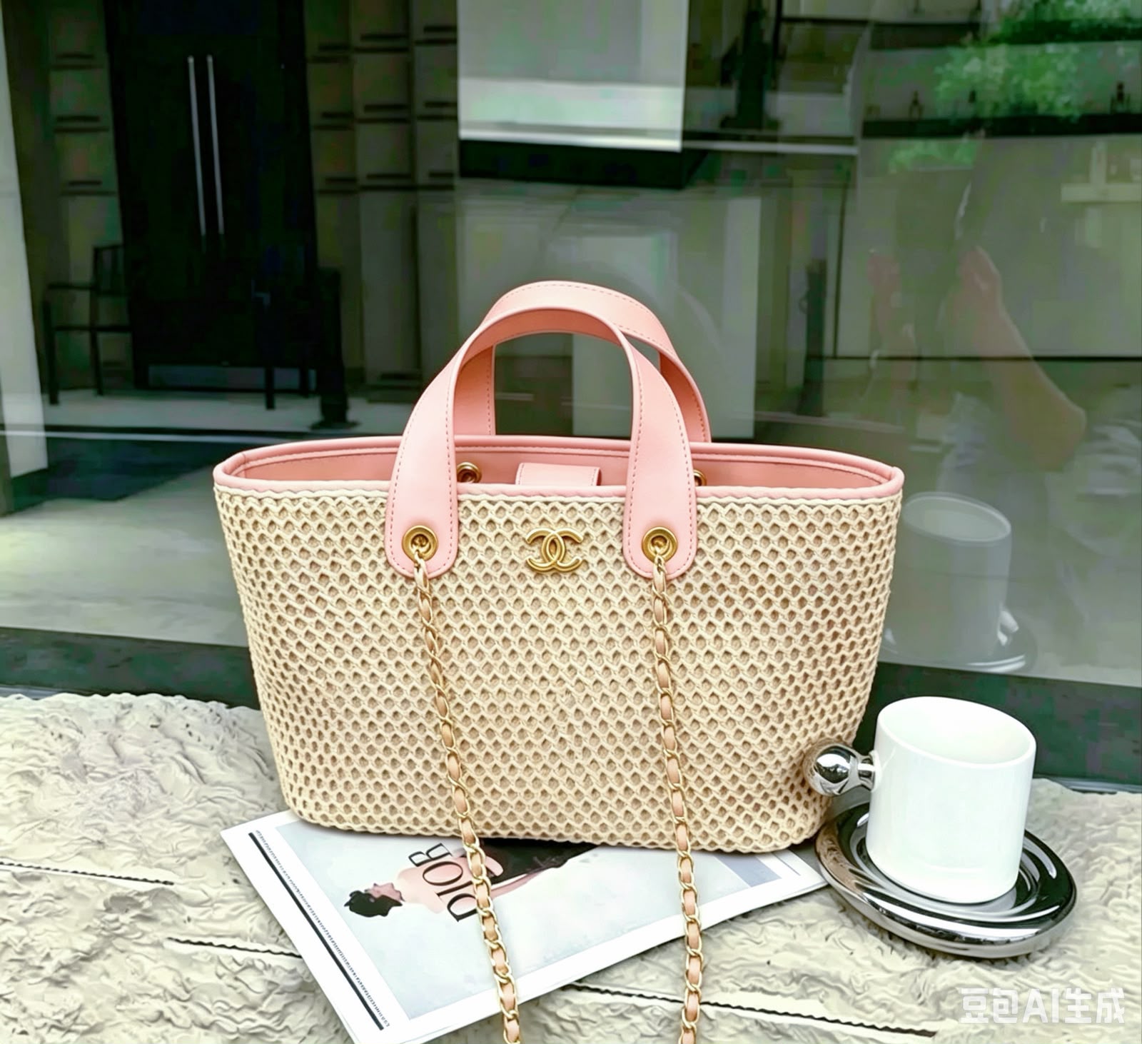 CHANEL Straw-Effect Tote 40 cm Without Box