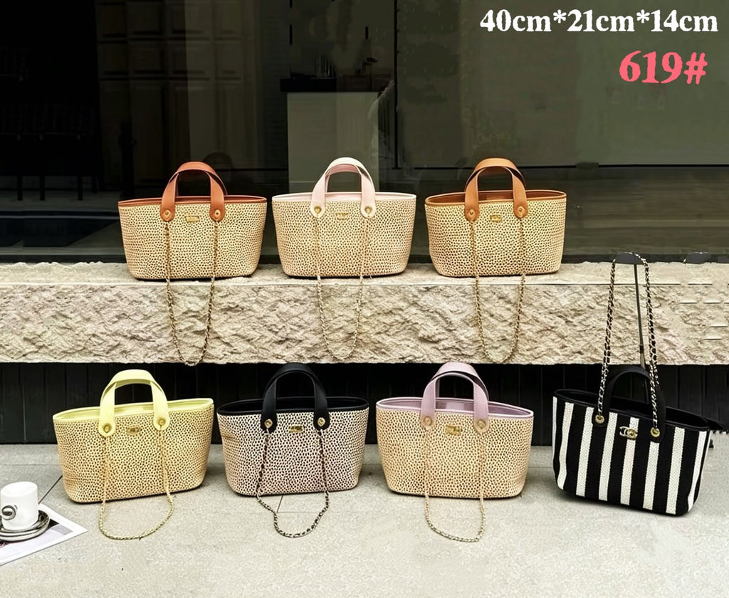 CHANEL Perforated Straw-Effect Tote — 40 cm | 7 Colors Without Box