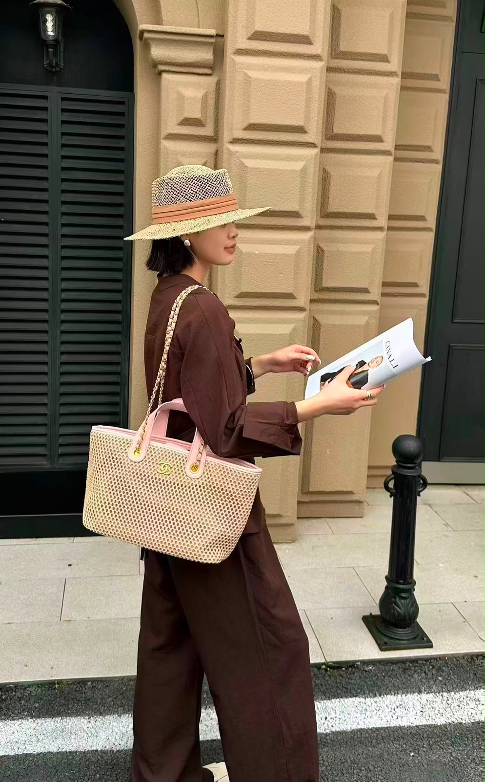 CHANEL Perforated Straw-Effect Tote — 40 cm | 7 Colors Without Box
