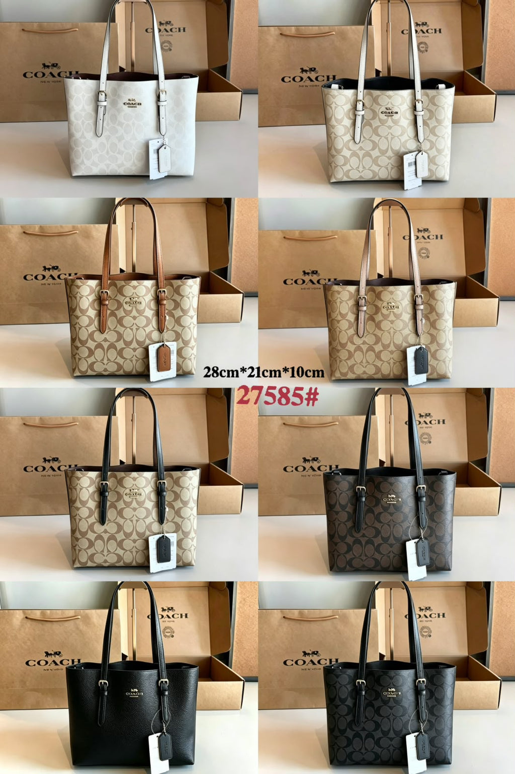 COACH Signature Canvas Tote — 28 cm | 8 Colors With Box