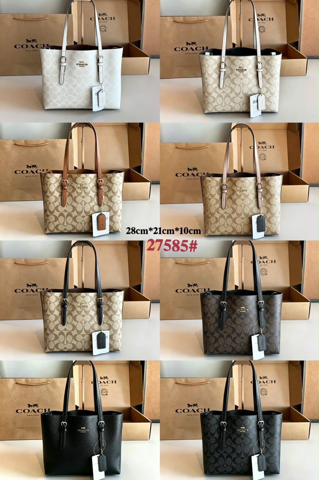 COACH Signature Canvas Tote — 28 cm | 8 Colors With Box