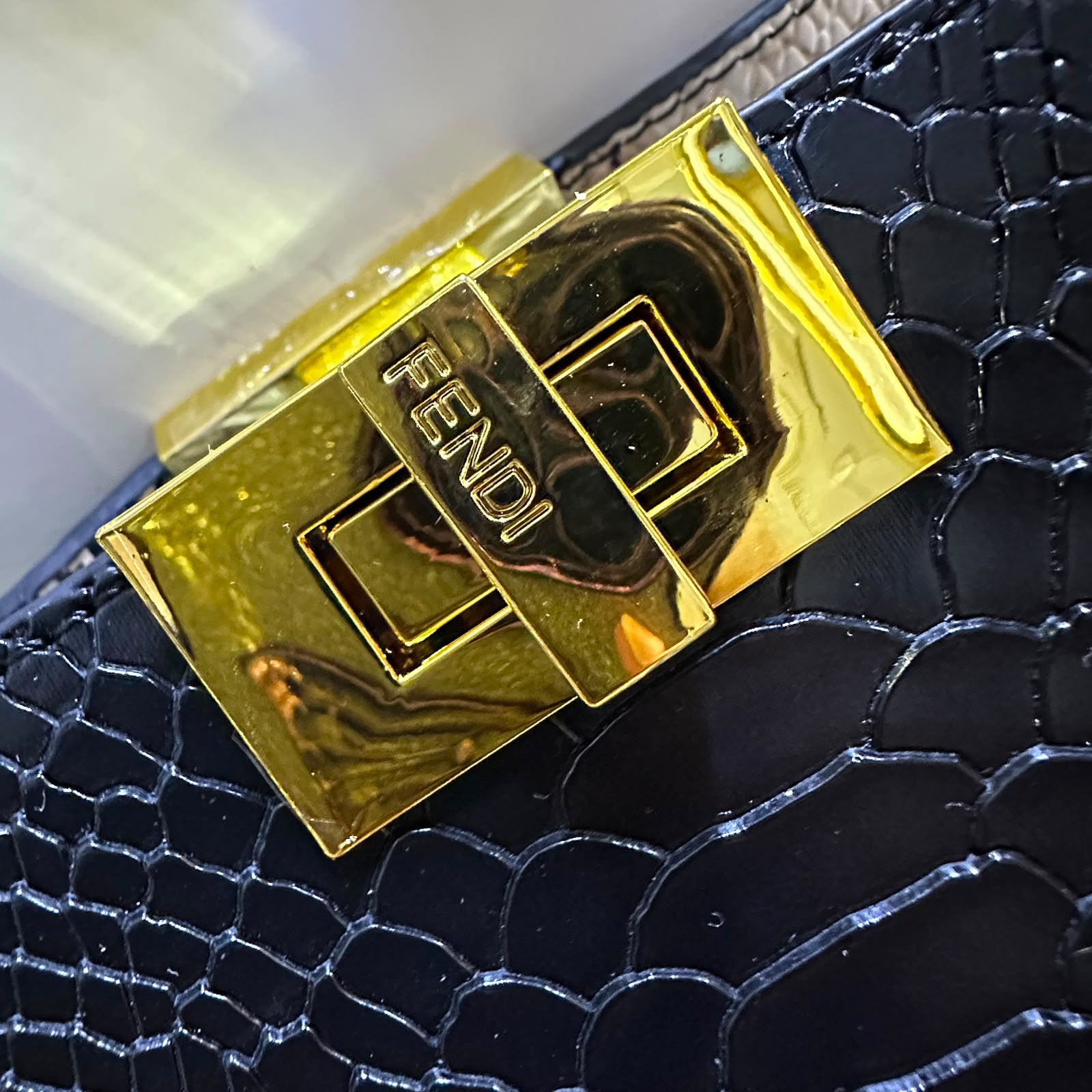 FENDI Python-Embossed Tote 30 cm Without Box A+