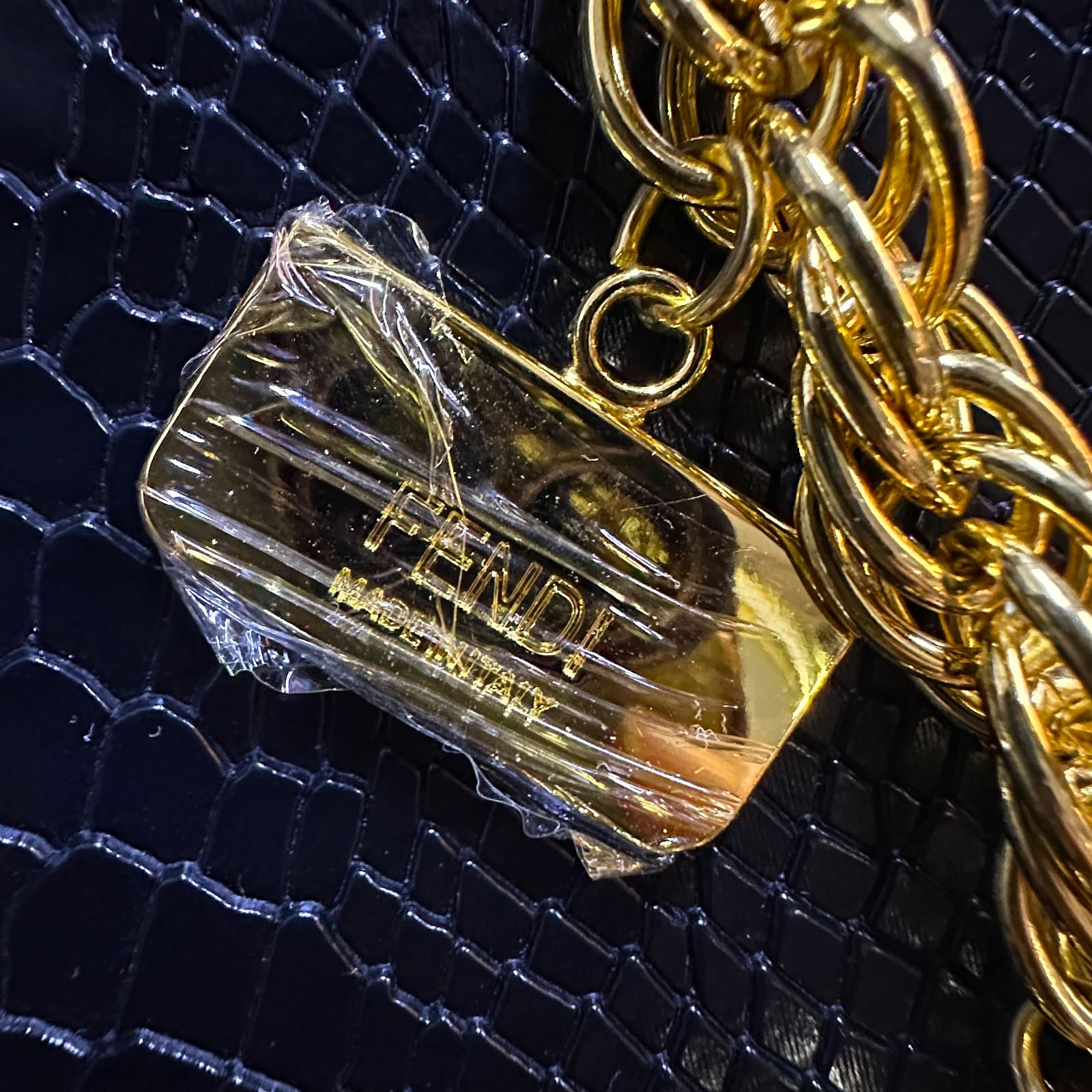 FENDI Python-Embossed Tote 30 cm Without Box A+