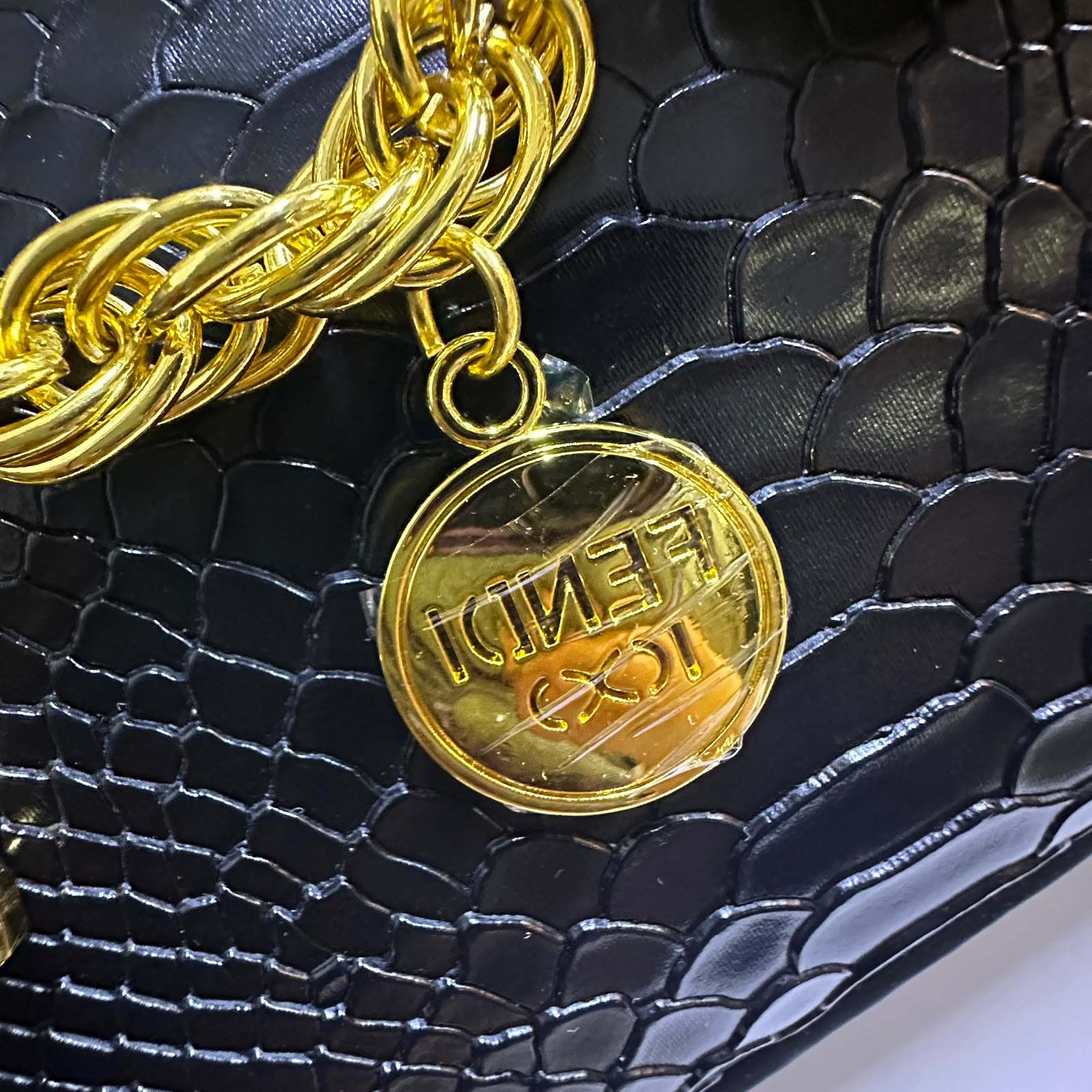 FENDI Python-Embossed Tote 30 cm Without Box A+