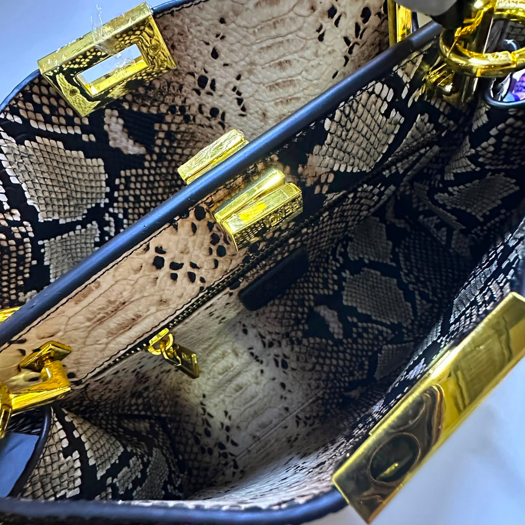 FENDI Python-Embossed Tote 30 cm Without Box A+