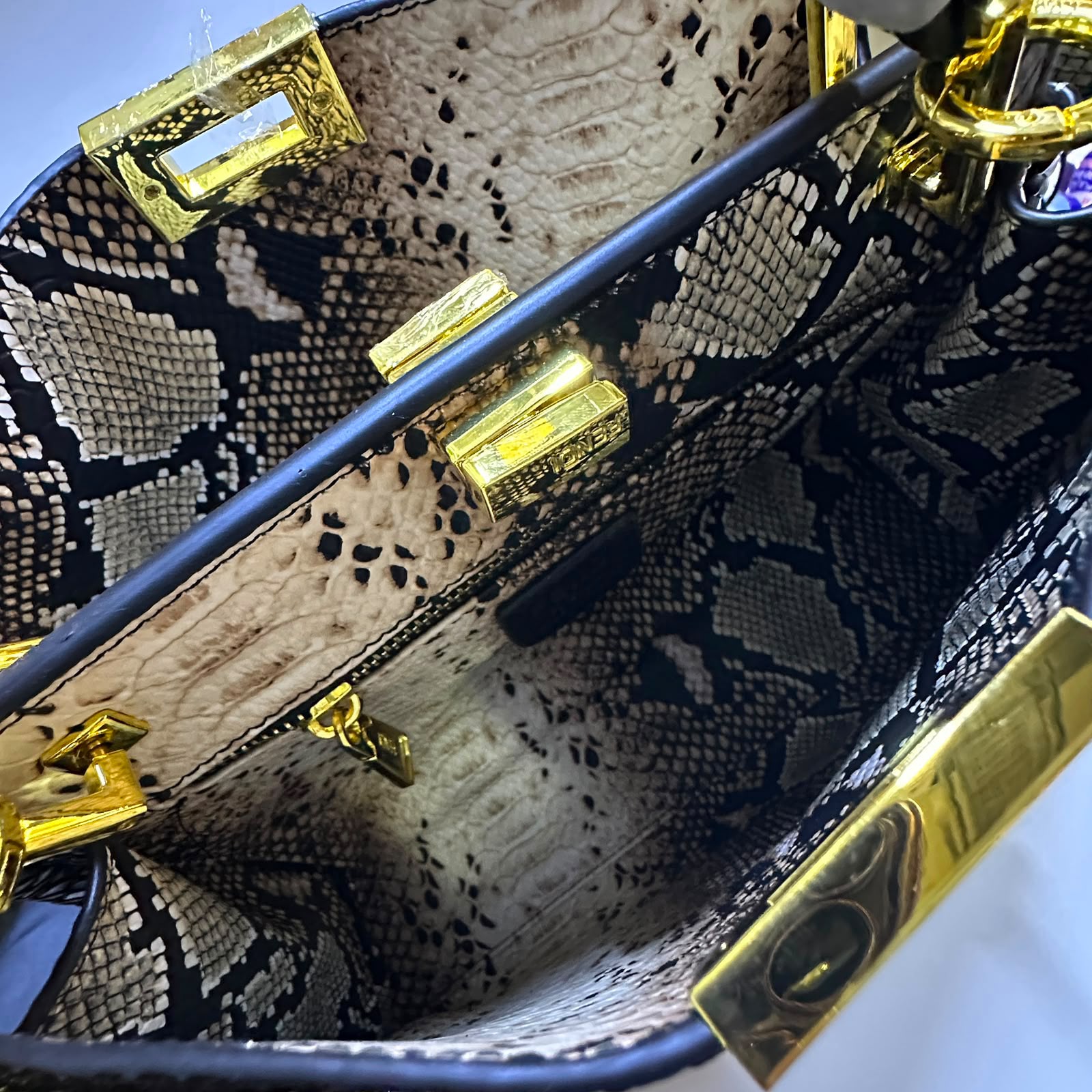 FENDI Python-Embossed Tote 30 cm Without Box A+
