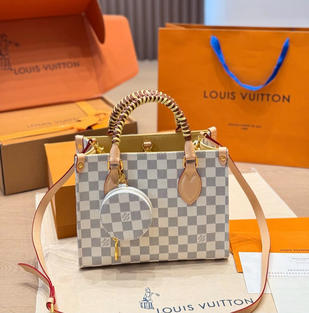 LV حقيبة توت كاروهات 25 سم بدون صندوق ماستر