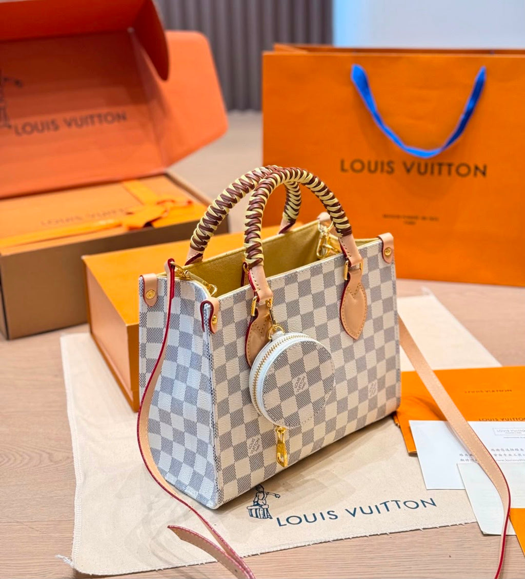 LV حقيبة توت كاروهات 25 سم بدون صندوق ماستر