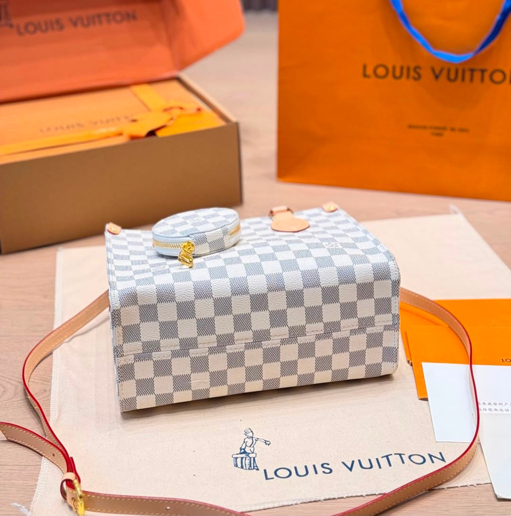LV حقيبة توت كاروهات 25 سم بدون صندوق ماستر