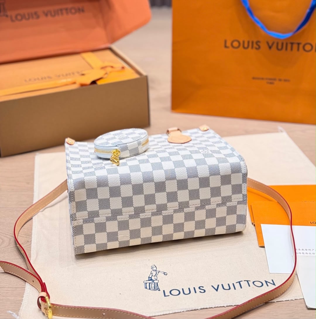 LV حقيبة توت كاروهات 25 سم بدون صندوق ماستر