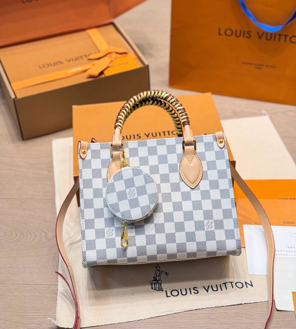 LV حقيبة توت كاروهات 25 سم بدون صندوق ماستر