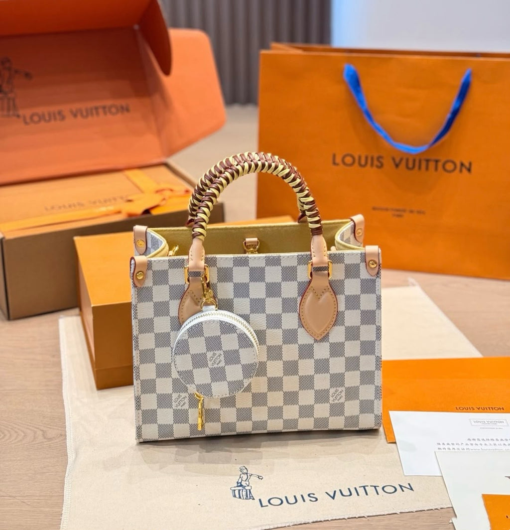 LV حقيبة توت كاروهات 25 سم بدون صندوق ماستر