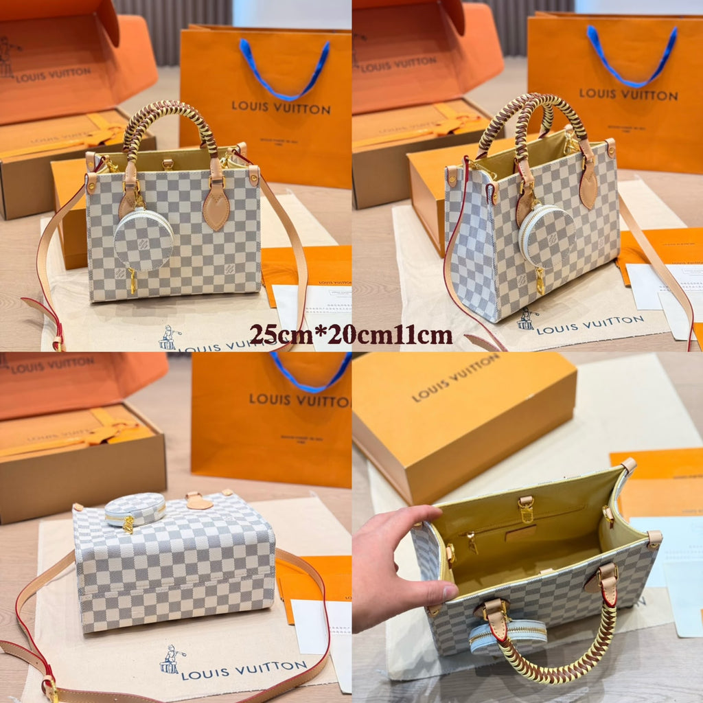 LV حقيبة توت كاروهات 25 سم بدون صندوق ماستر