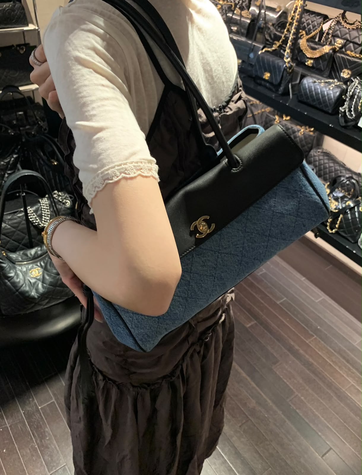 CHANEL Quilted Panel Shoulder Bag 33 cm Master