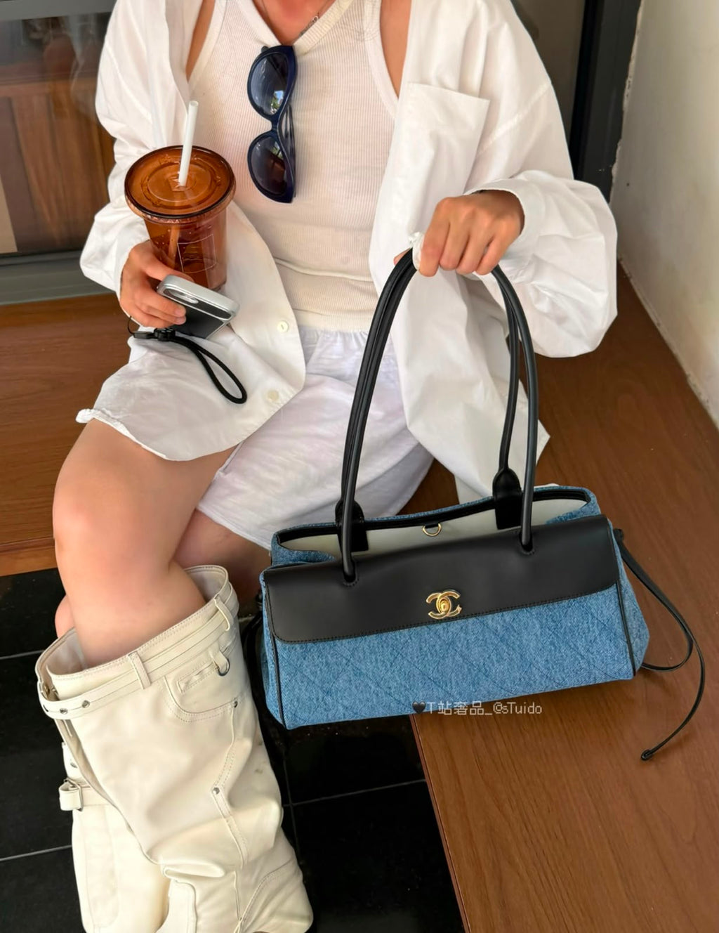 CHANEL Quilted Panel Shoulder Bag 33 cm Master