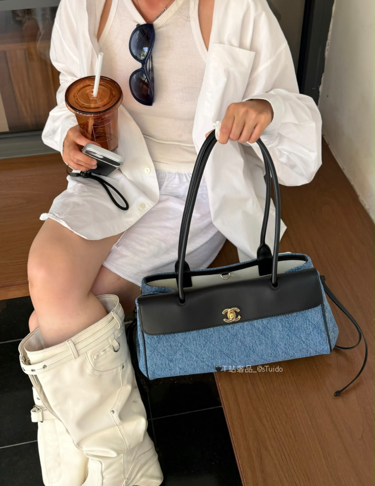 CHANEL Quilted Panel Shoulder Bag 33 cm Master