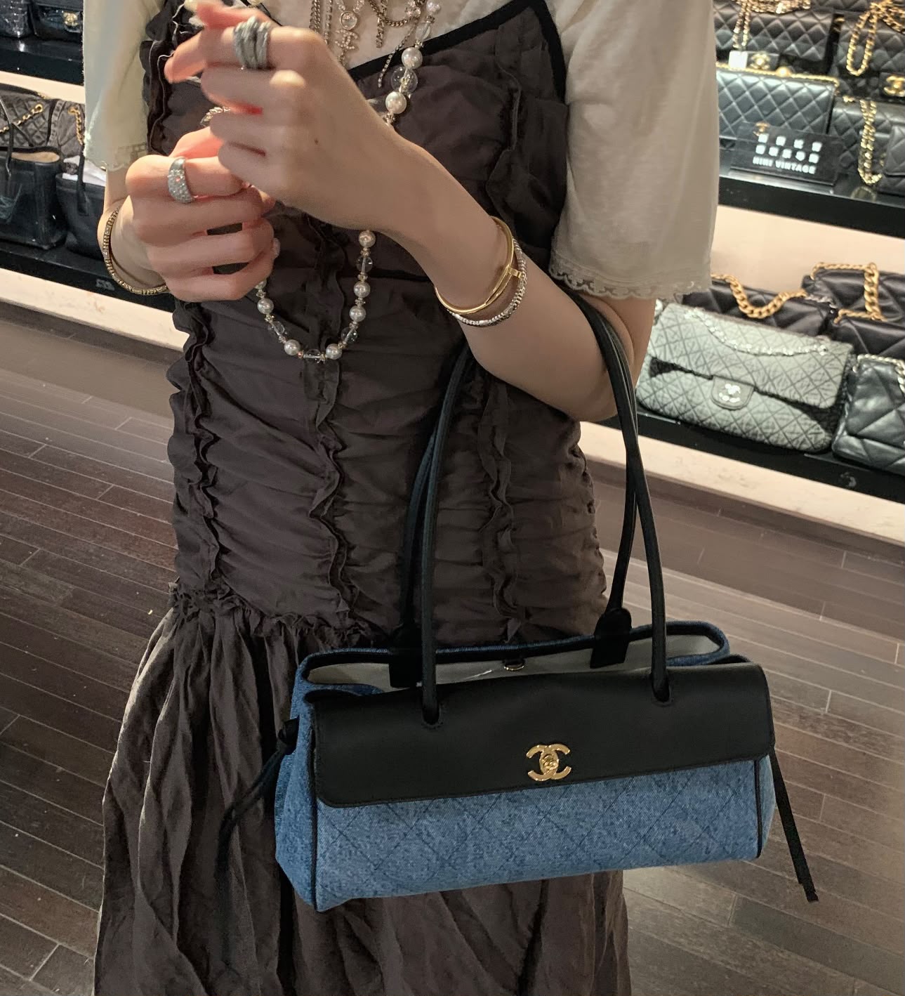 CHANEL Quilted Panel Shoulder Bag 33 cm Master