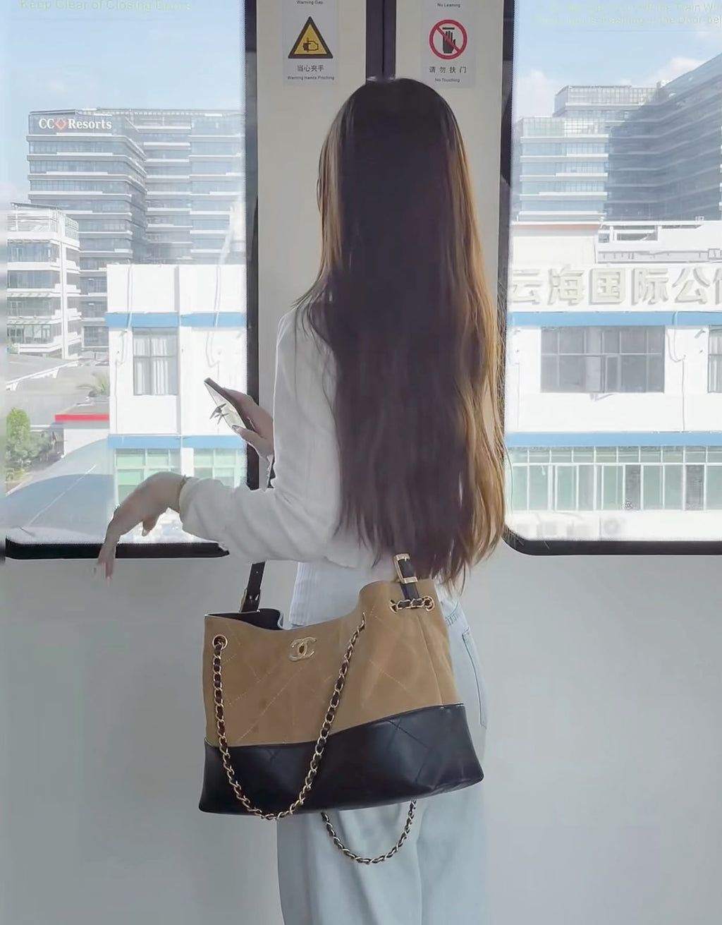 CHANEL Two-Tone Hobo Bag 35 cm