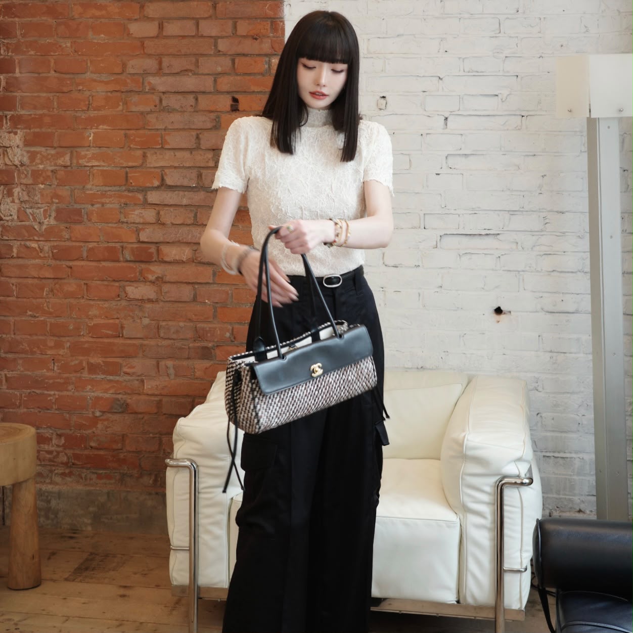 CHANEL Two-Tone Flap Bag 32 cm A+