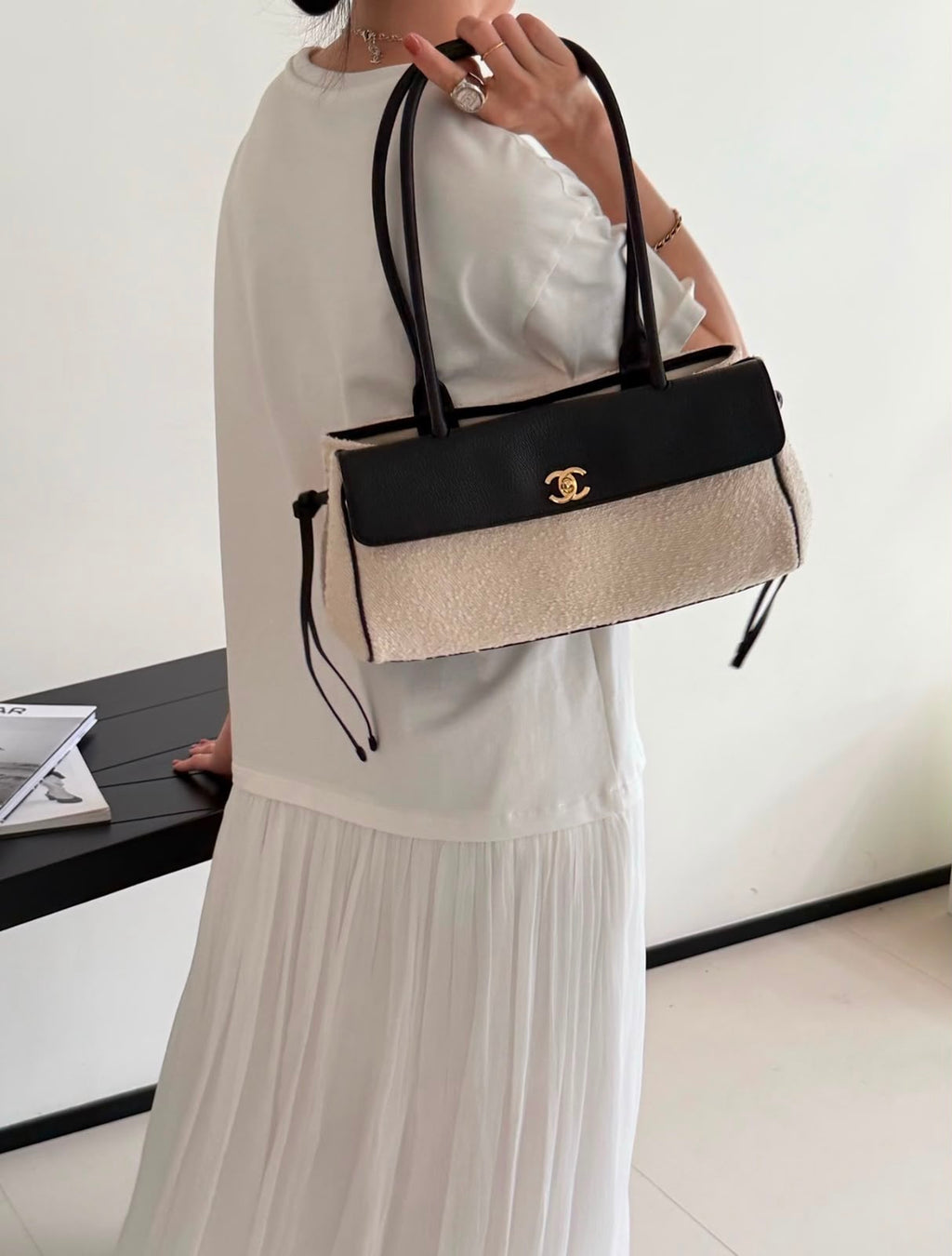 CHANEL Two-Tone Flap Bag 32 cm A+