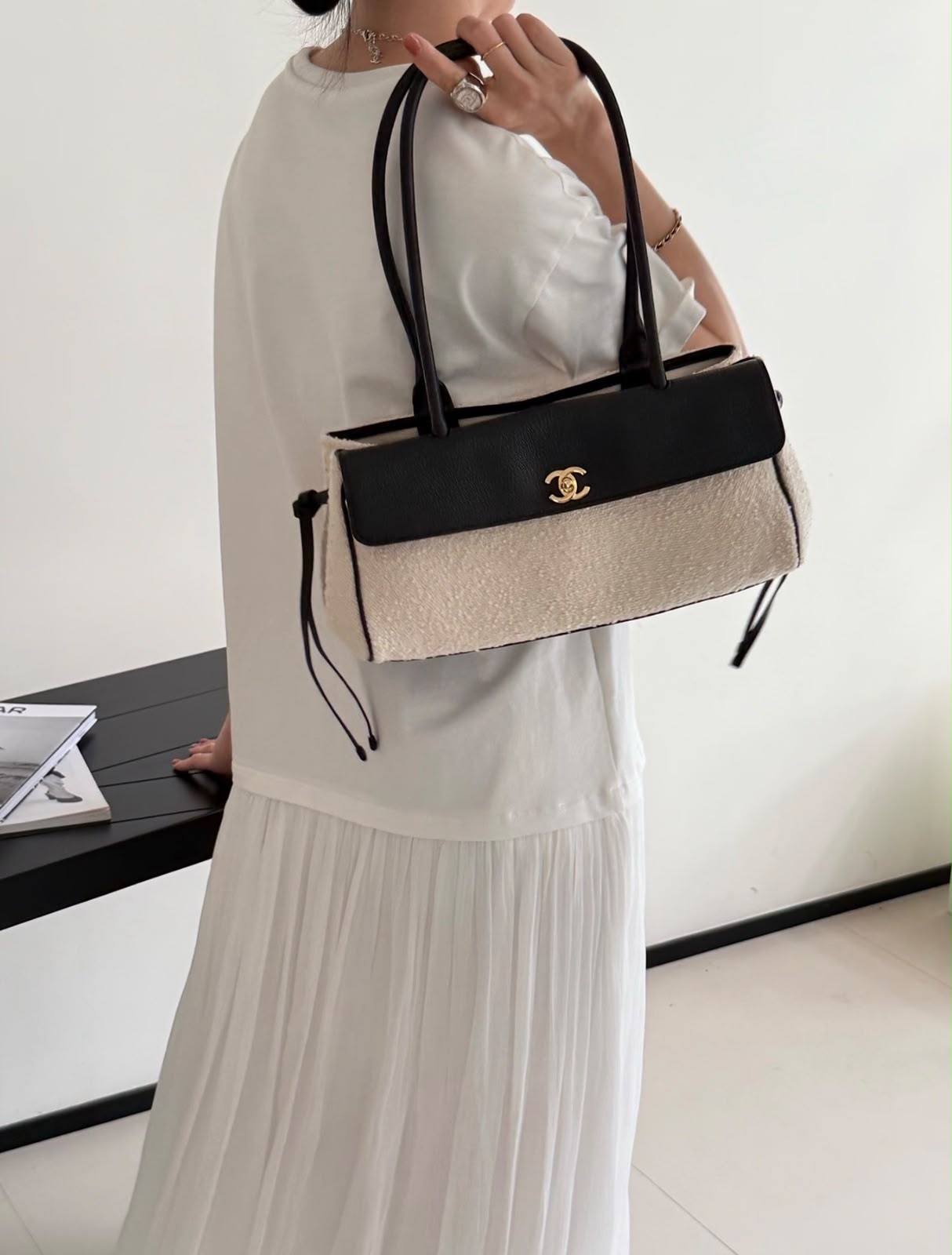 CHANEL Two-Tone Flap Bag 32 cm A+