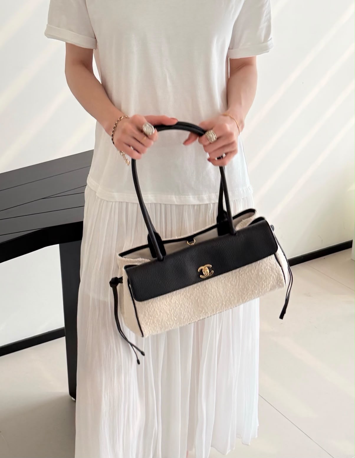 CHANEL Two-Tone Flap Bag 32 cm A+