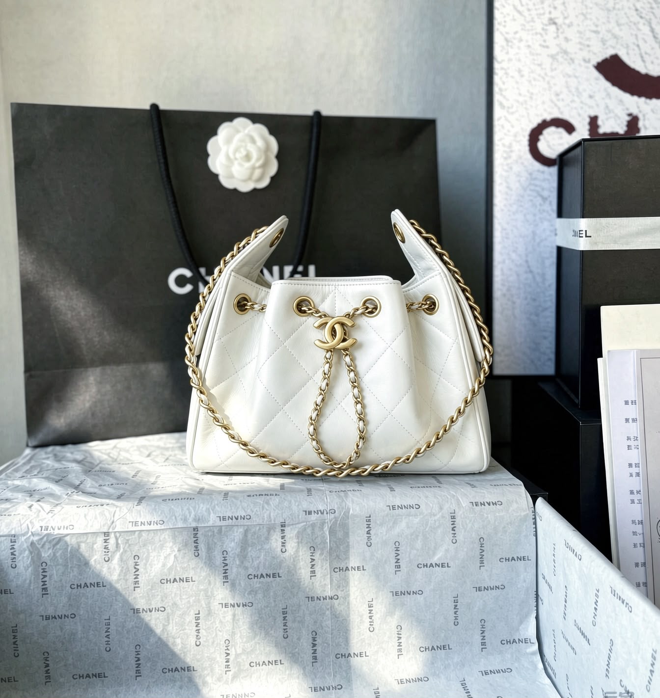 CHANEL Drawstring Bucket Bag 20 cm