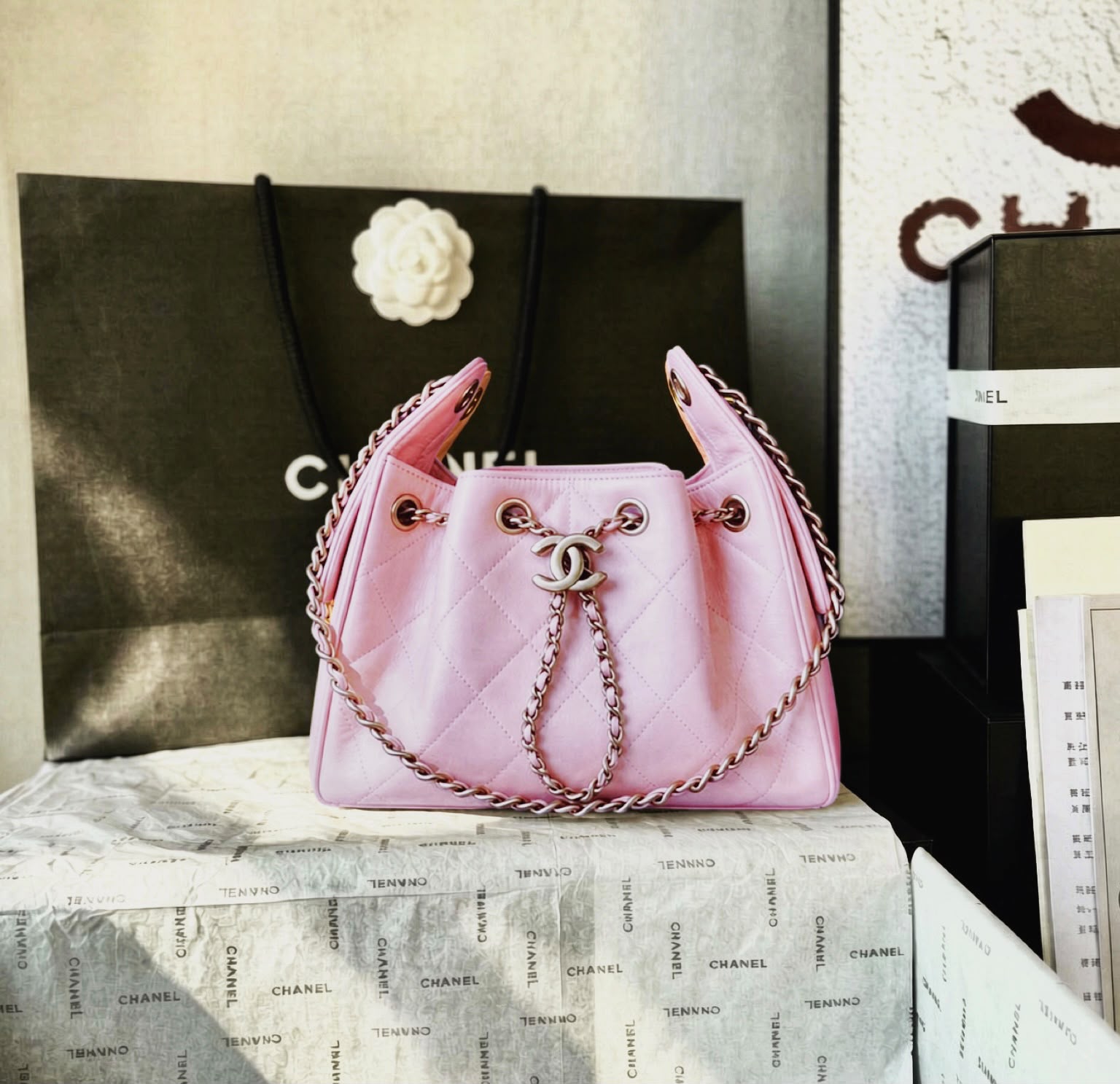 CHANEL Drawstring Bucket Bag 20 cm