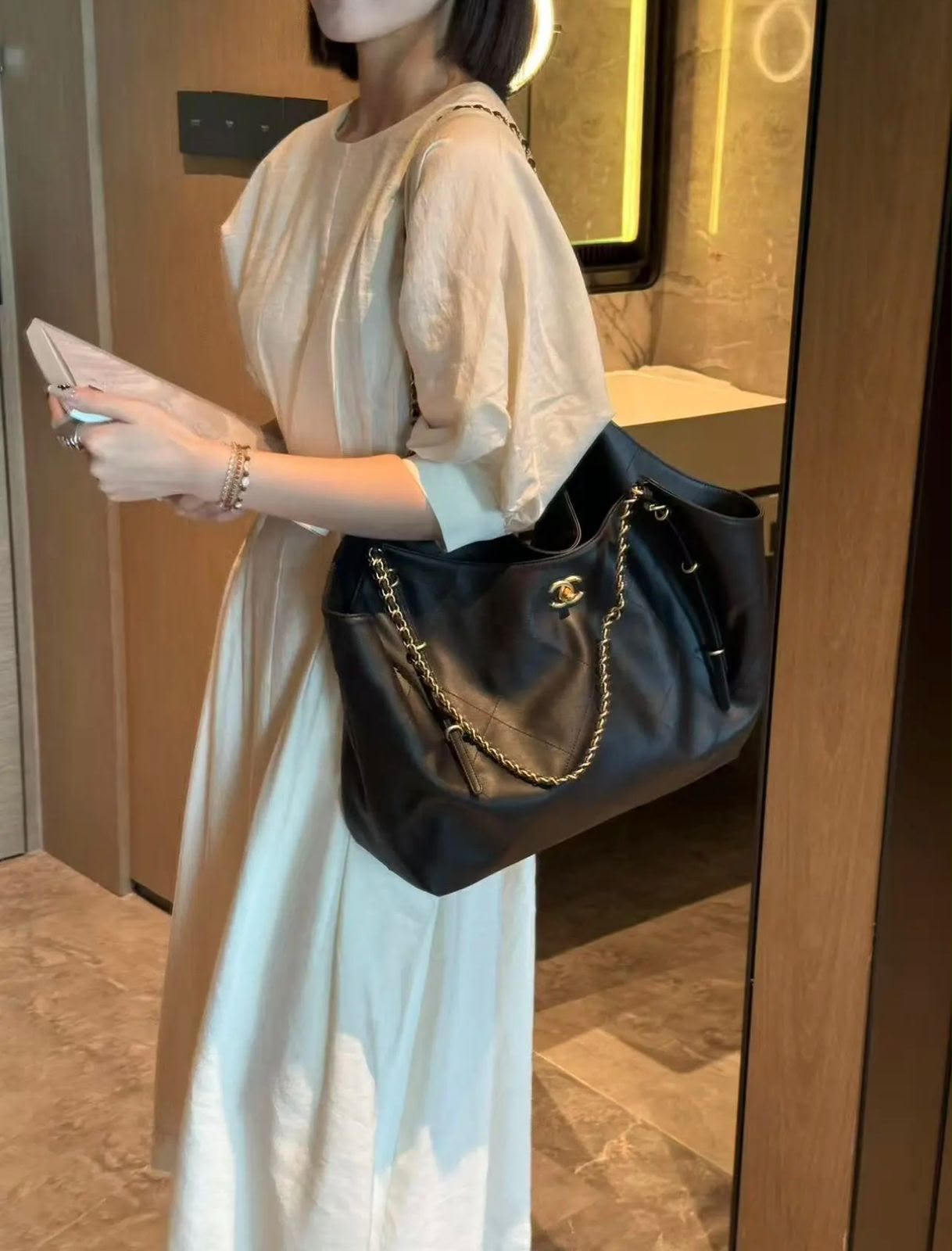 CHANEL Hobo Tote with Pouch 44 cm