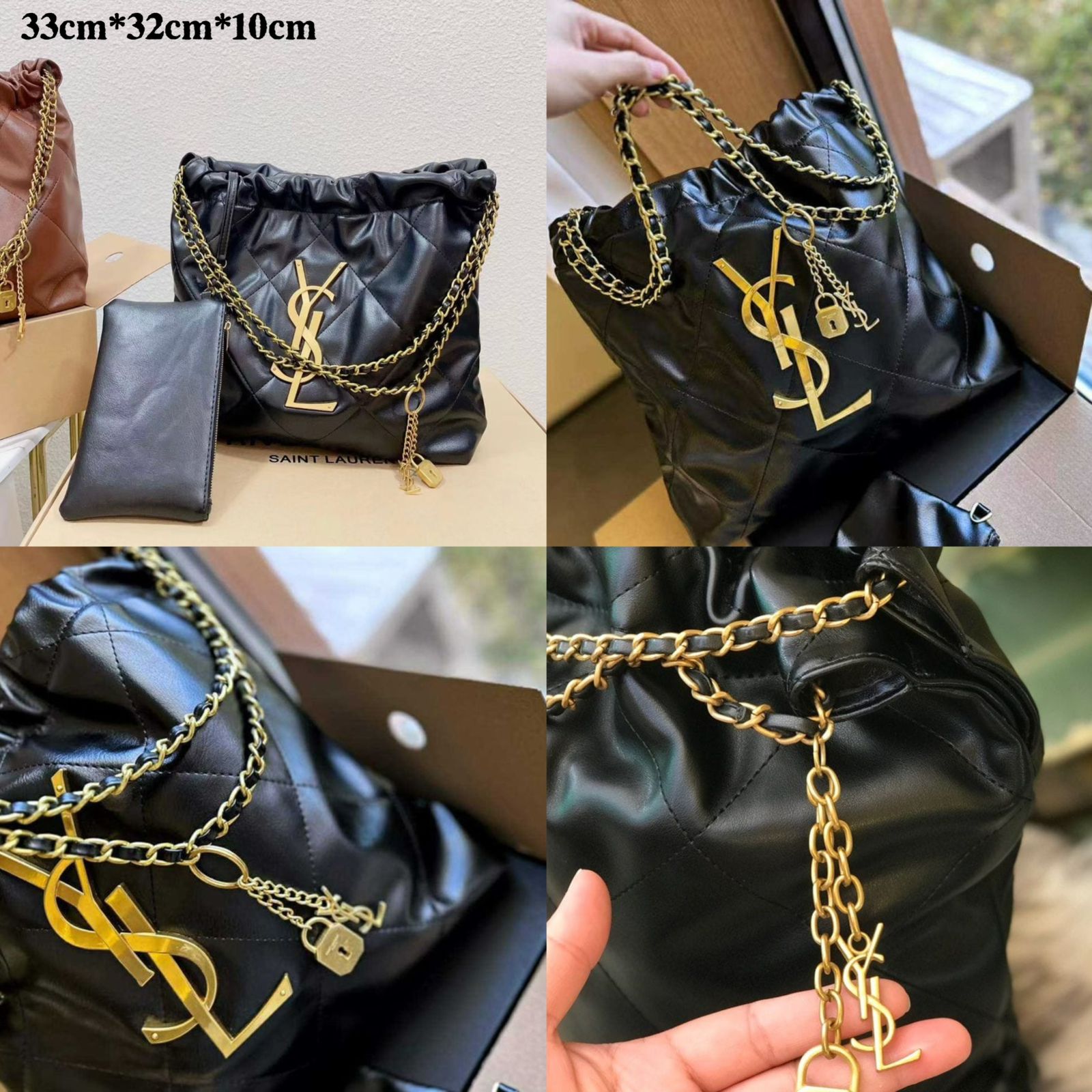 YSL Quilted Puffer Hobo Shoulder Bag 33cm