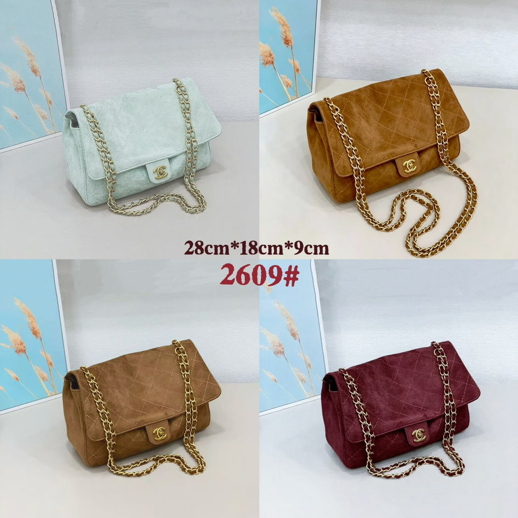 CHANEL Quilted Suede Chain Flap Bag 28cm A+