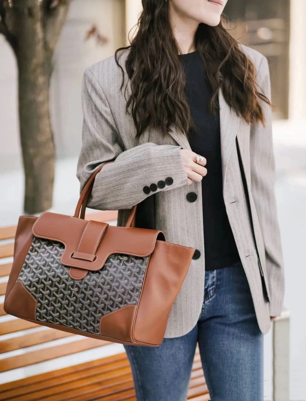GOYARD Structured Monogram Top Handle Bag 33cm A+