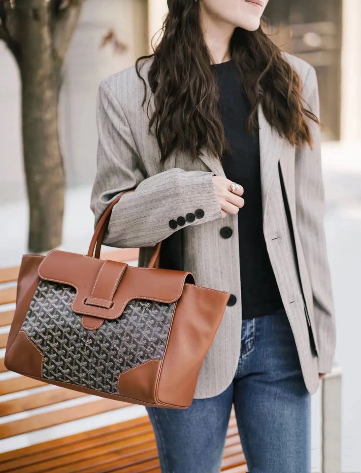 GOYARD Structured Monogram Top Handle Bag 33cm A+