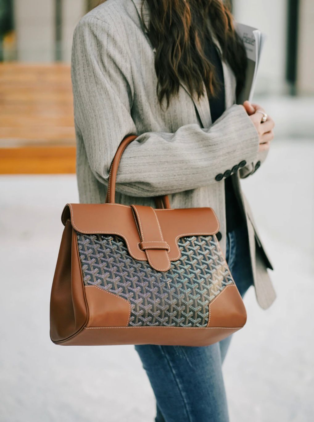 GOYARD Structured Monogram Top Handle Bag 33cm A+