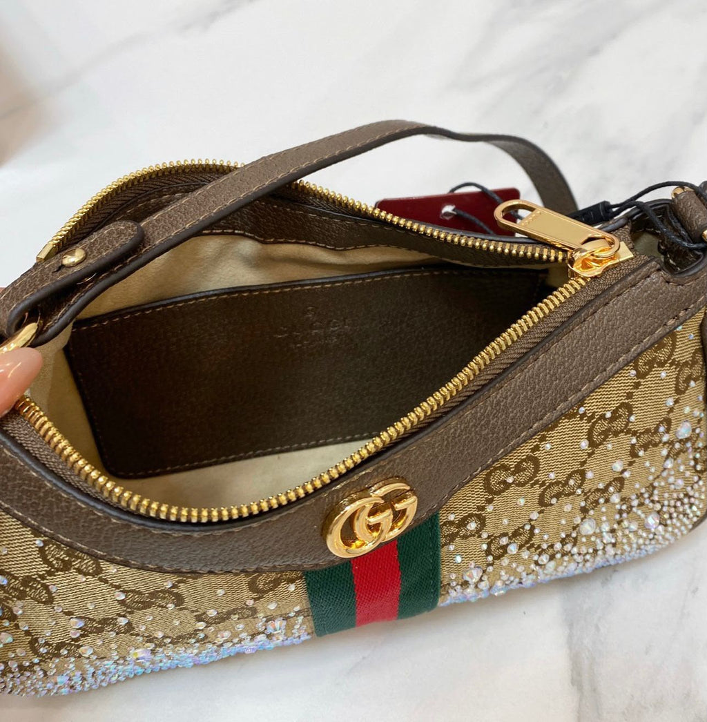 GUCCI Crystal Embellished Shoulder Bag 25cm A+