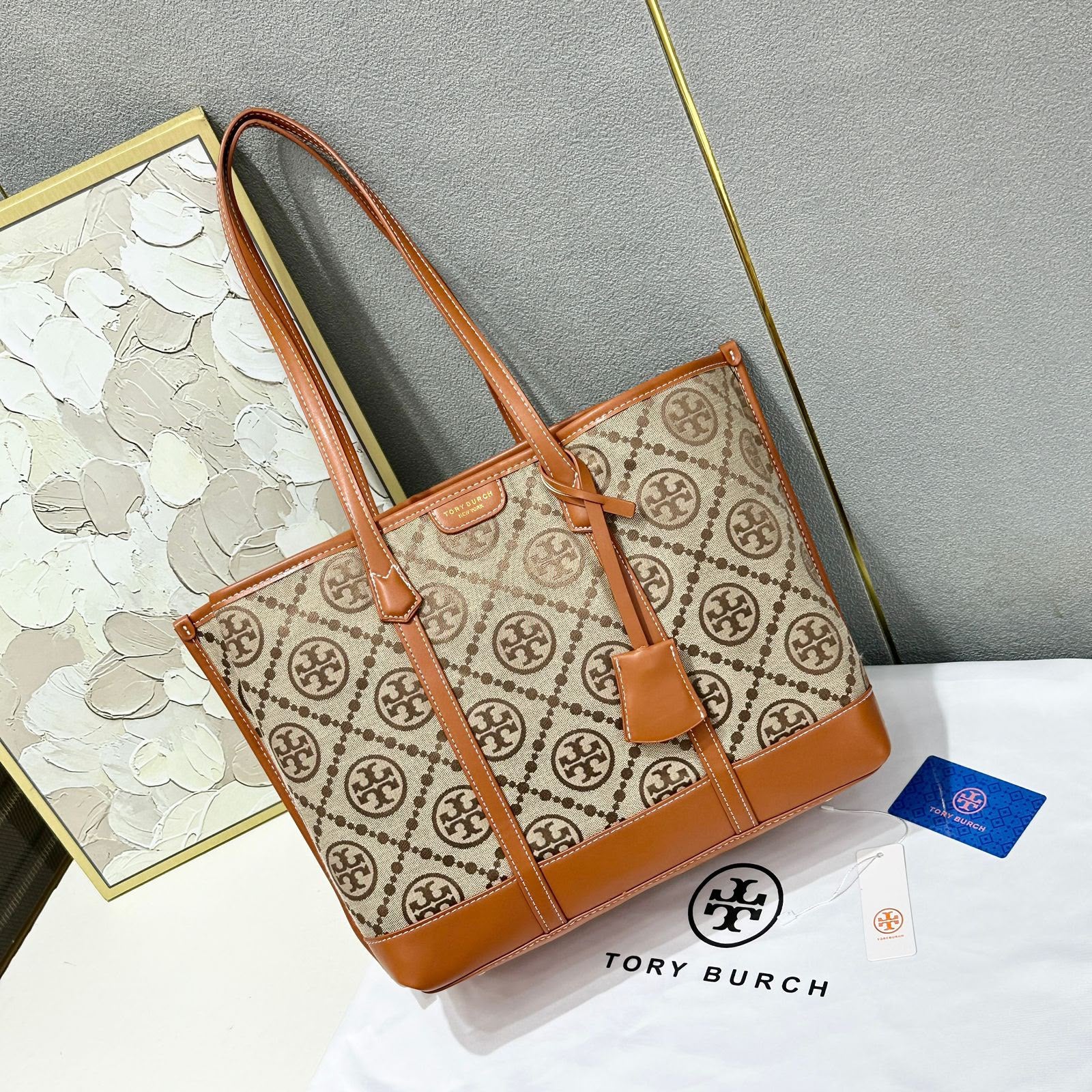 TORY BURCH Monogram Canvas Tote Bag 40cm