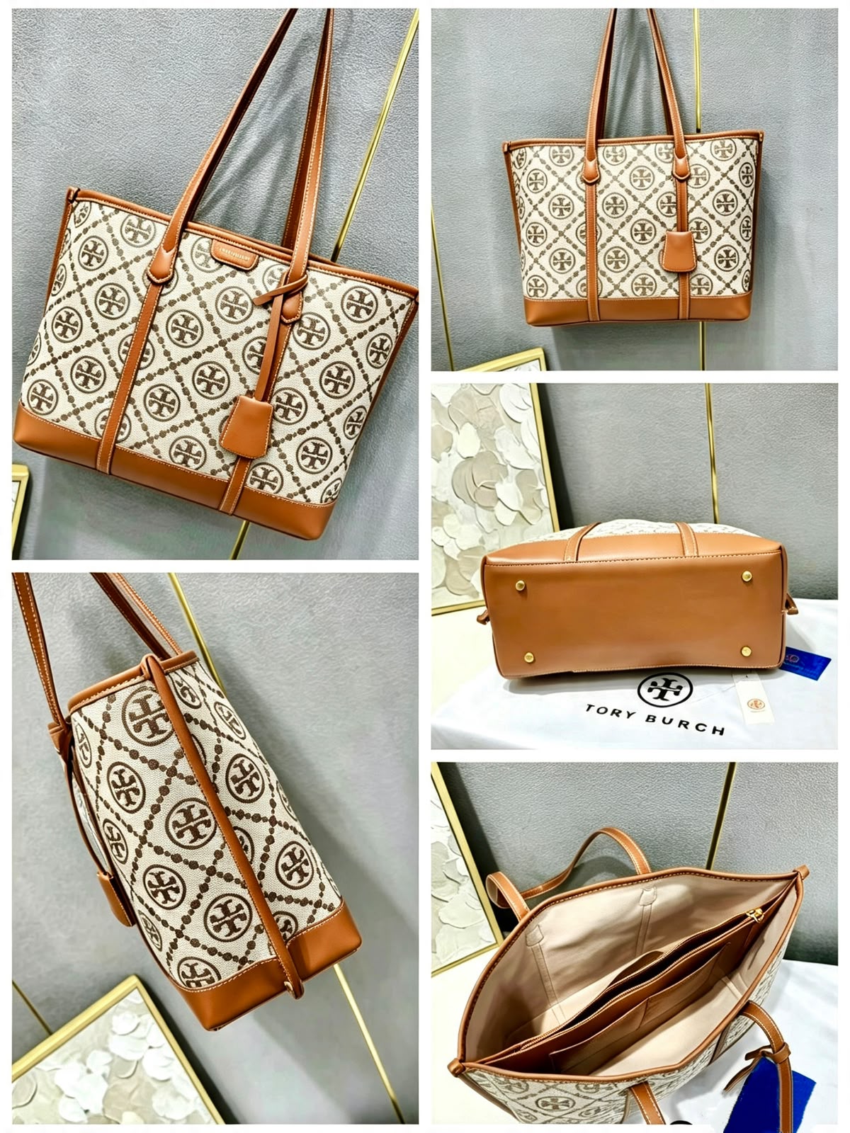 TORY BURCH Monogram Canvas Tote Bag 40cm