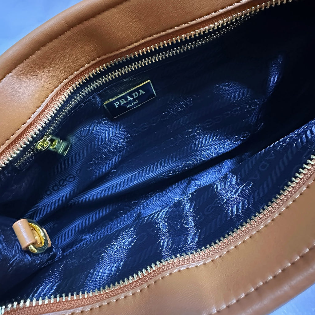 PRADA Denim & Woven Leather Trim Tote Bag 32cm A+