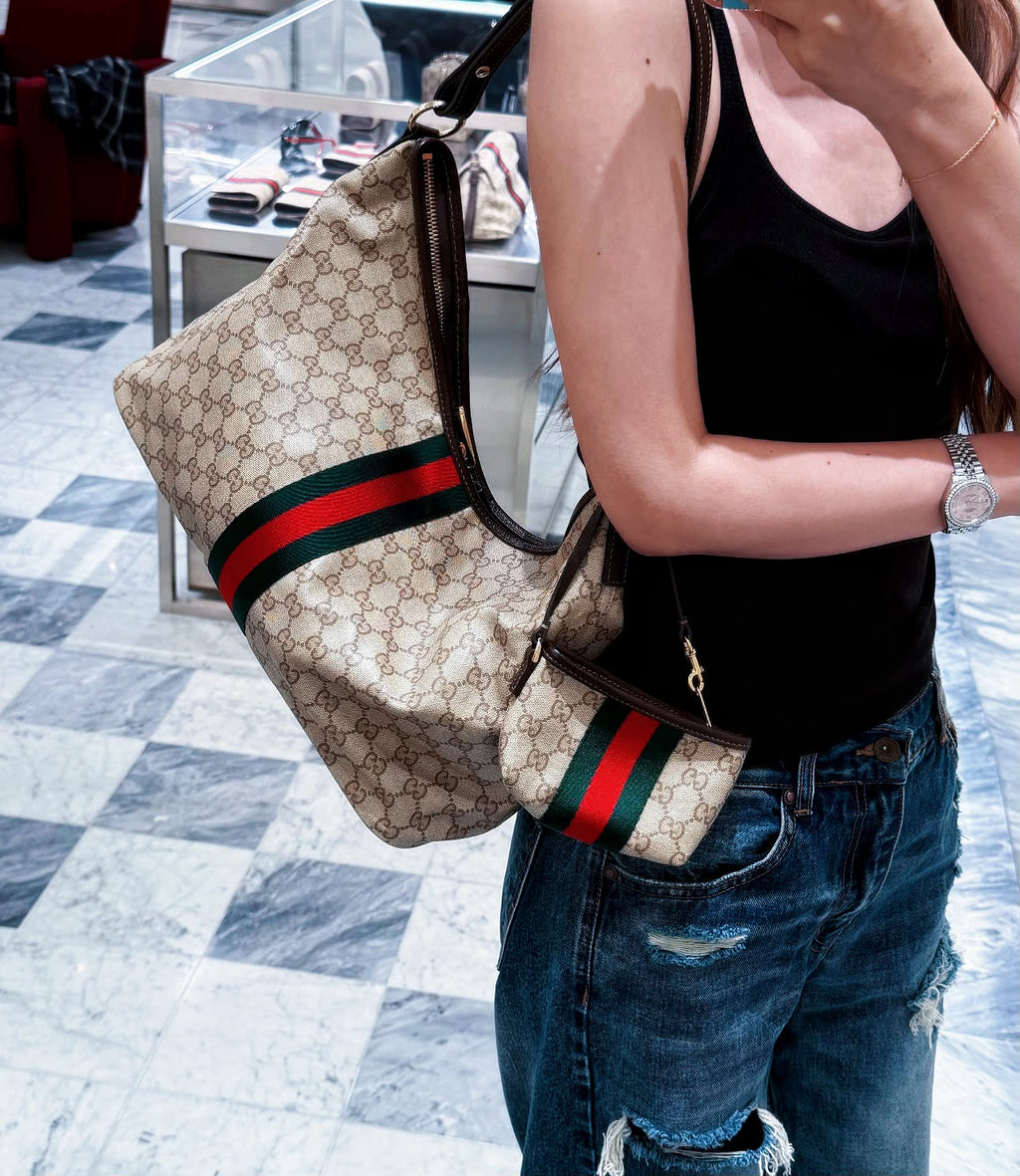 GUCCI GG Supreme Canvas Hobo Bag 40cm A+