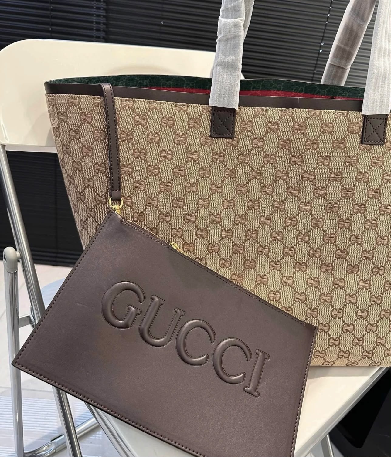 GUCCI GG Monogram Canvas Tote 47cm
