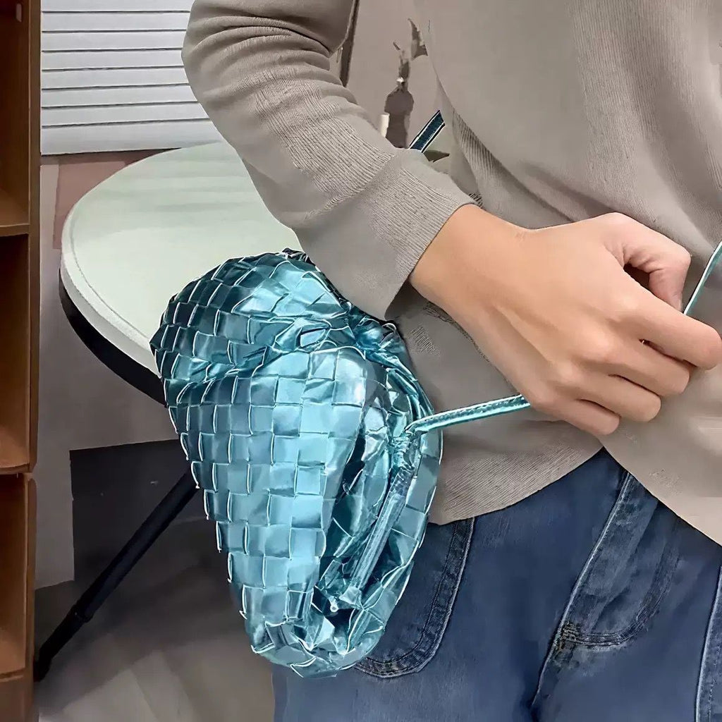 BOTTEGA Woven Metallic Shoulder Bag 24cm