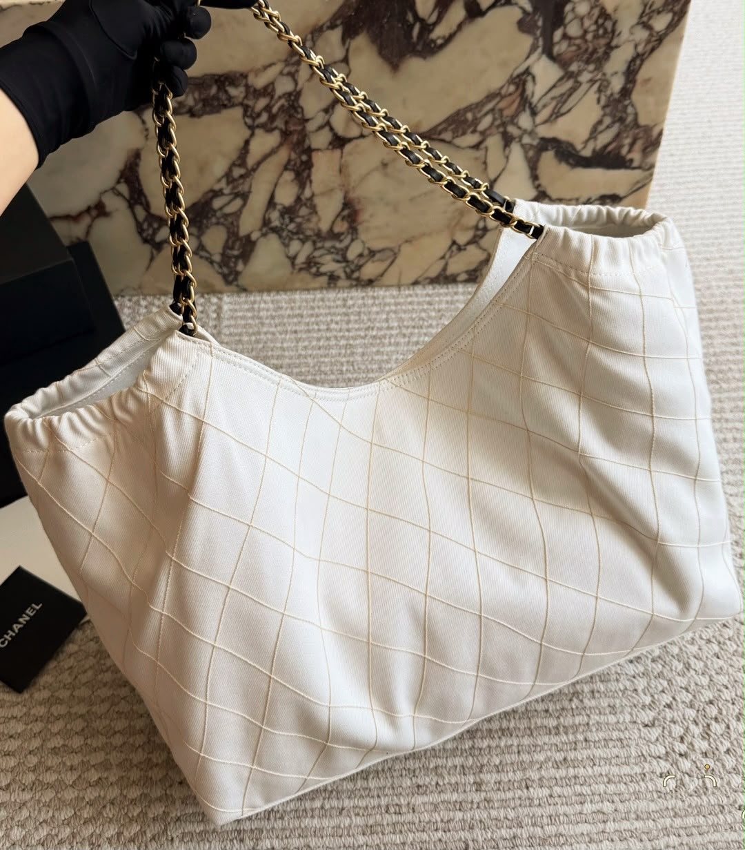 CHANEL Quilted Chain-Handle Tote 55cm A+