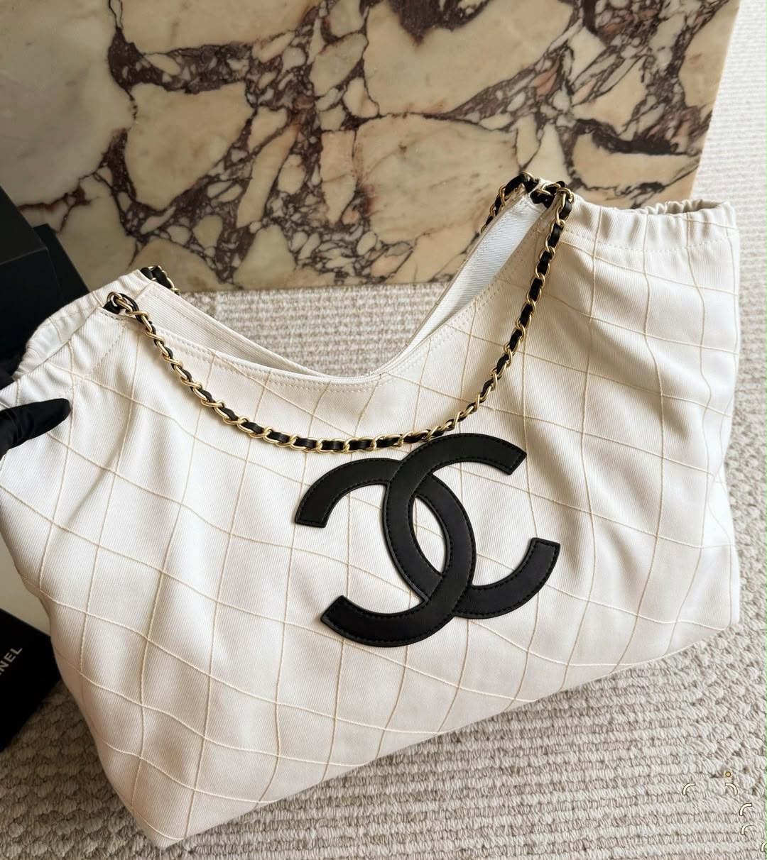 CHANEL Quilted Chain-Handle Tote 55cm A+
