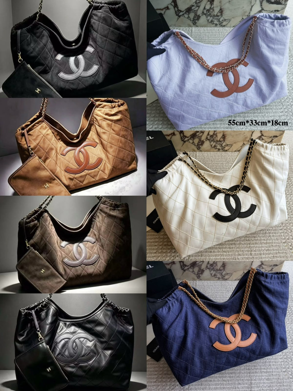 CHANEL Quilted Chain-Handle Tote 55cm A+