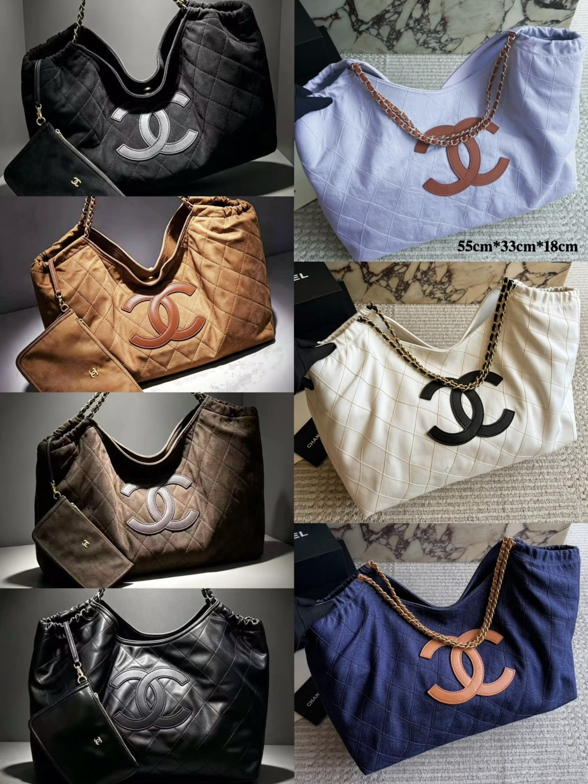 CHANEL Quilted Chain-Handle Tote 55cm A+