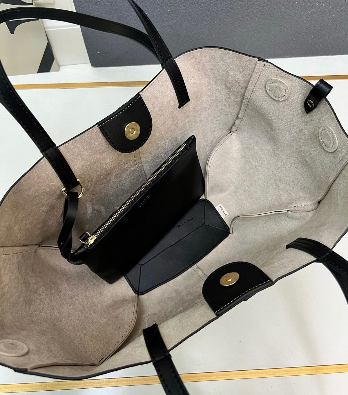 POLÈNE Large Suede Tote 56cm A+