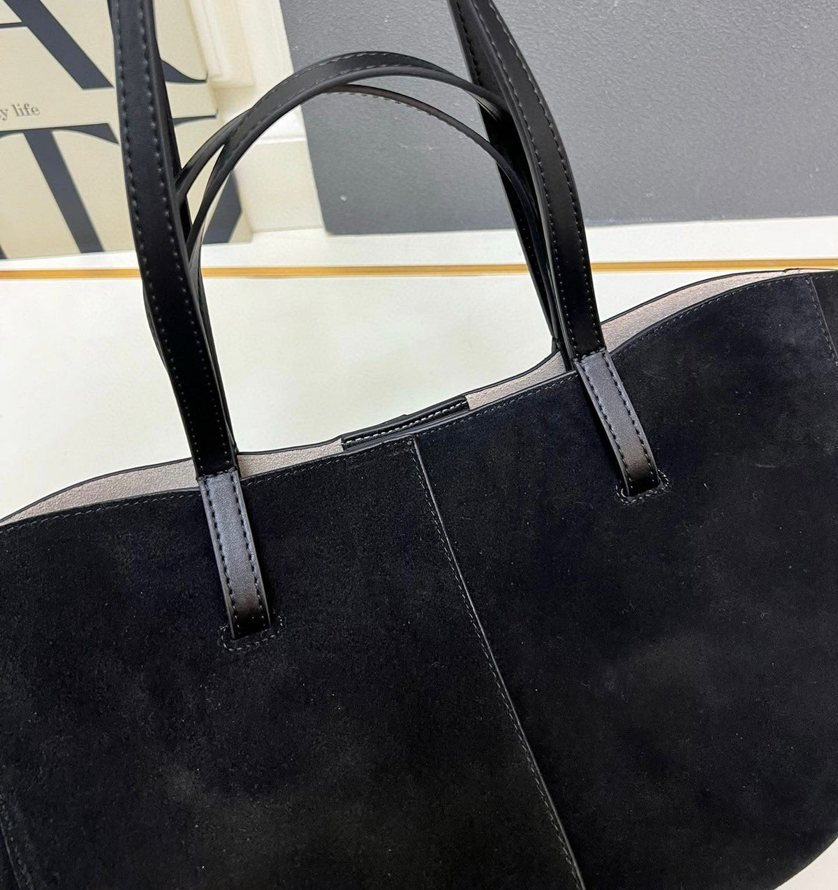 POLÈNE Large Suede Tote 56cm A+