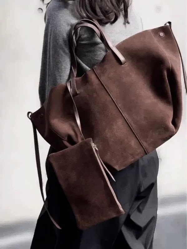 POLÈNE Large Suede Tote 56cm A+