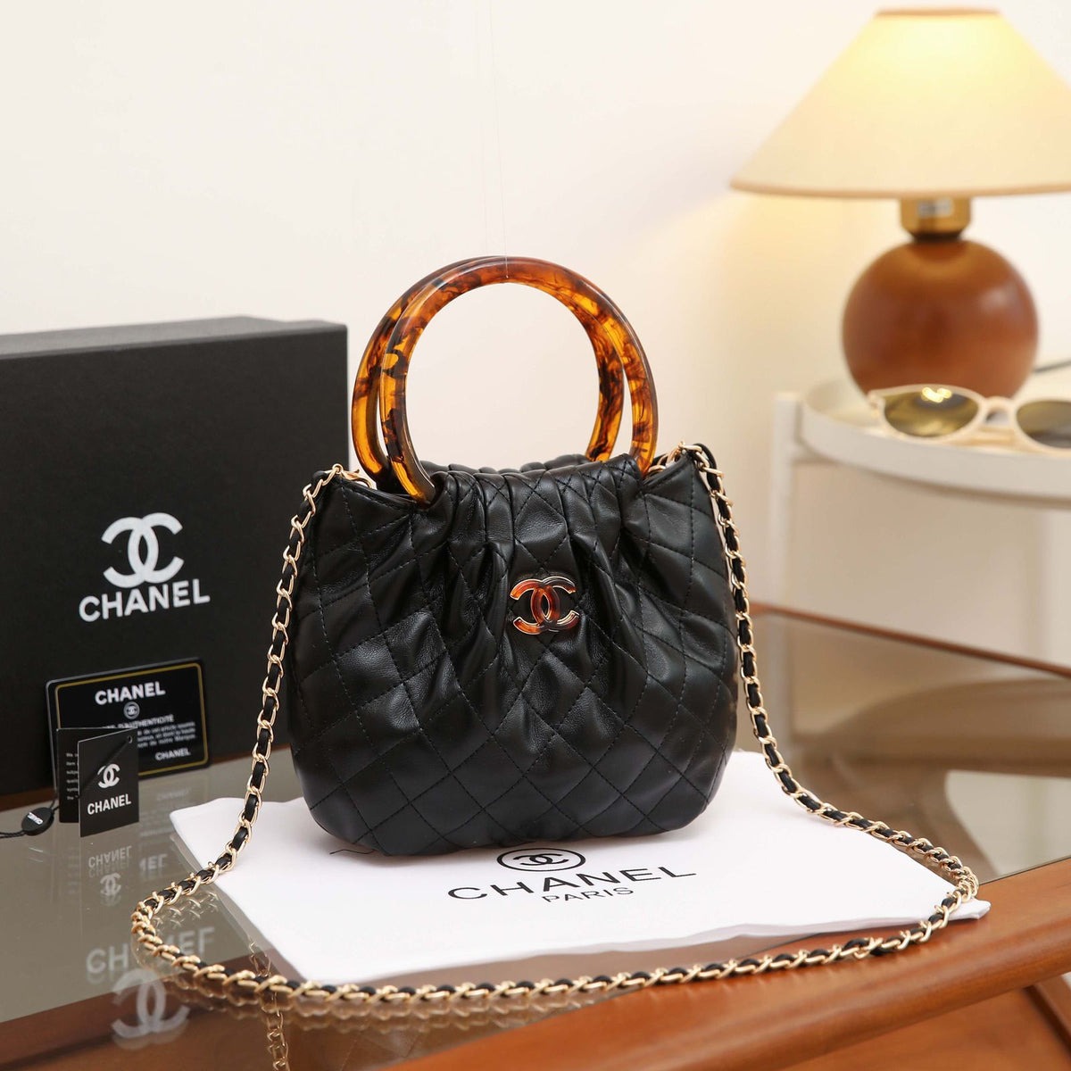 CHANEL Quilted Bucket Bag 24 cm